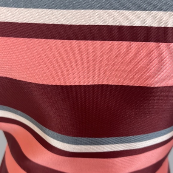 ASOS Pink, Dark Mauve, White & Grey Striped Ruffle Dress - Picture 16 of 16